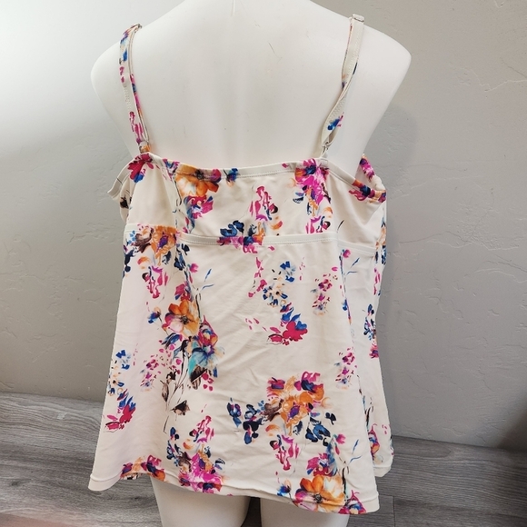 Meet Curve Cream Swim Top (only) 4XL Floral Underwire Bow‎ Tie Front Adjustable - Picture 3 of 10